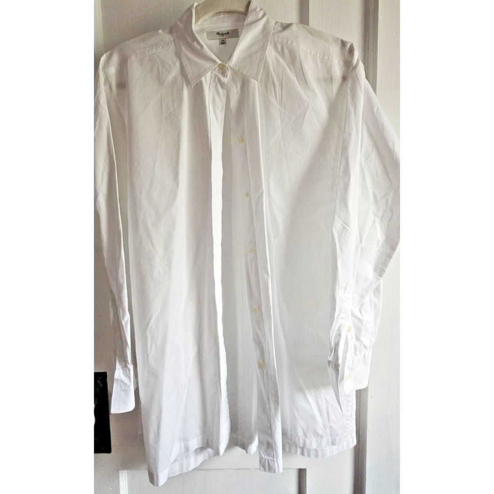 Madewell‎ the signature white oversized button up shirt high side slits  sz SX